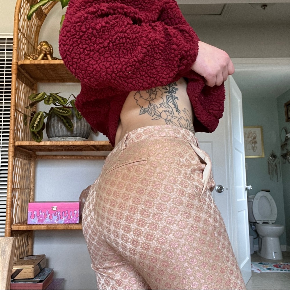 Vintage style Zara jacquard pink slacks